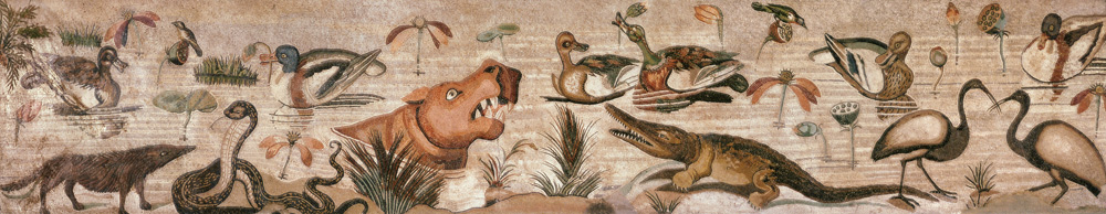 Nile Scene, from the Casa del Fauno (House of the Faun) Pompeii (mosaic) van Roman 1st century BC