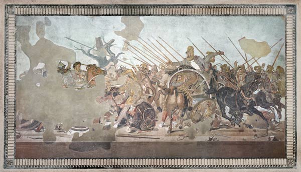 The Alexander Mosaic, depicting the Battle of Issus between Alexander the Great (356-323 BC) and Dar van Roman 1st century BC