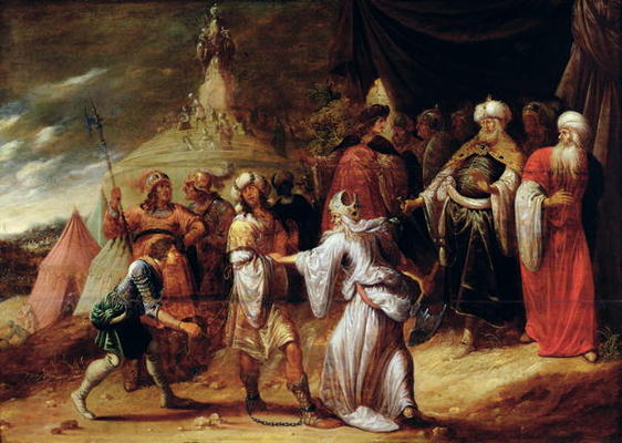 Samuel Killing Agag, King of the Amalekites (oil on panel) van Rombout van Troyen