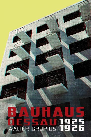 Bauhaus Dessau architecture in vintage magazine style VIII