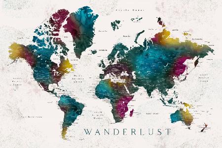 Charleena world map with cities, Wanderlust