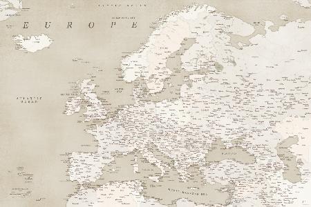 Vintage looking detailed map of Europe