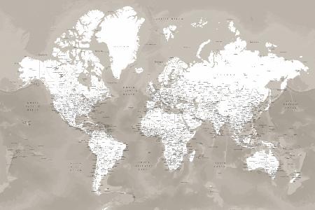 Detailed world map with cities, Orien