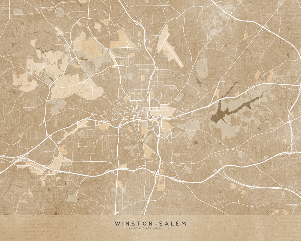 Map of Winston Salem (NC, USA) in sepia vintage style van Rosana Laiz Blursbyai