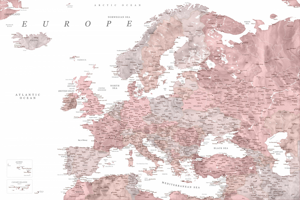 Piper detailed map of Europe van Rosana Laiz Blursbyai