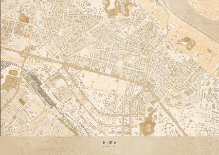 Sepia map of Kiev downtown (pre-war)