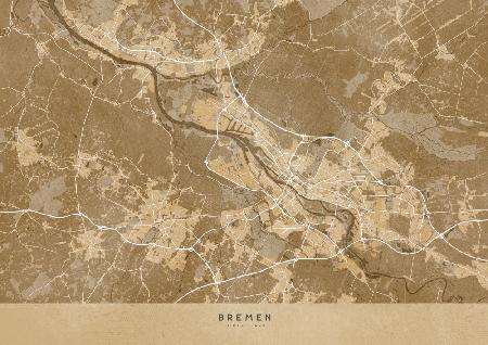 Sepia vintage map of Bremen Germany