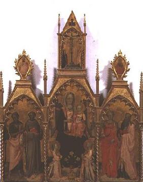 Madonna and Child enthroned with Saints (tempera on panel)