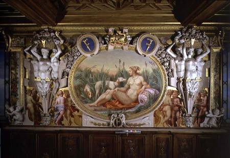 The Nymph of Fontainebleau, detail of decorative scheme in the Gallery of Francis I van Rosso Fiorentino