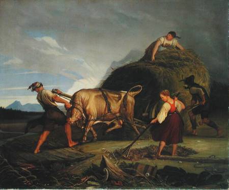 Harvesting the Hay Before the Storm van Rudolf Friedrich Wasmann