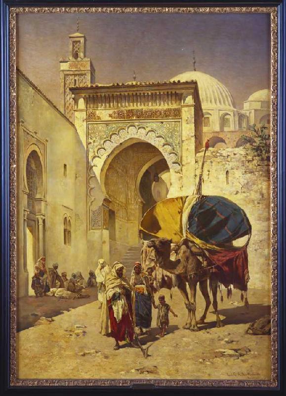 Eine arabische Straßenszene. van Rudolf Gustav Müller Wiesbaden