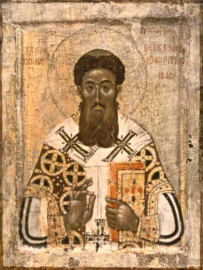 Icon of St. Gregory (335-390) Archbishop of Thessaloniki (tempera on papel) van Russian School