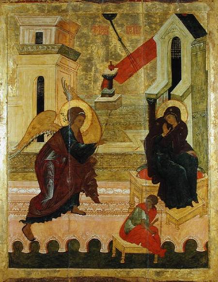 Icon depicting the Annunciation van Russian School