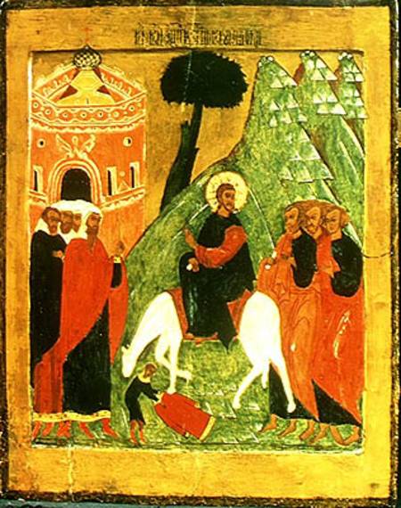 Icon depicting Christ's Entry into Jerusalem van Russian School