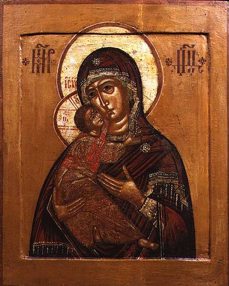 Mother of God of Vladimir, icon from north western Russia van Russian School