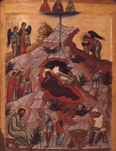 The Nativity, Russian icon van Russian School