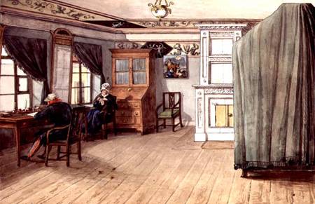 Neo-Classical Writing Room with an Elderly Couple van Russian School