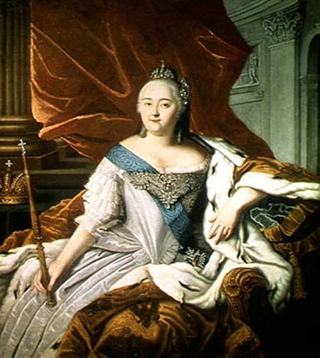 Portrait of Elizabeth Petrovna (1709-62) Empress of Russia van Russian School