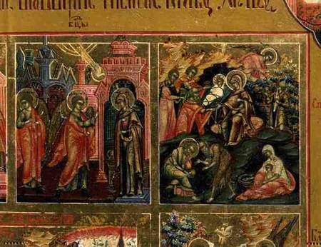 The Resurrection and Descent into Hell, detail from The Margin of the Feasts depicting the Annunciat van Russian School