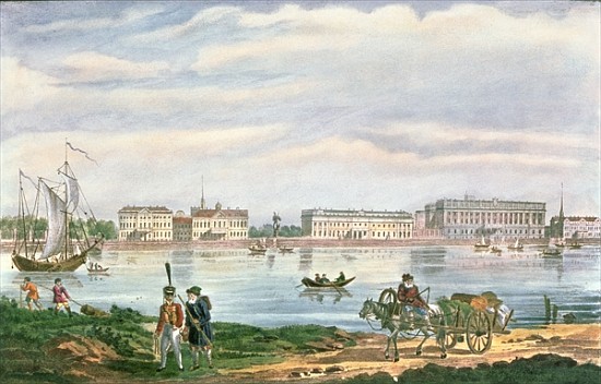 The Marble Palace and the Neva Embankment in St. Petersburg van Russian School