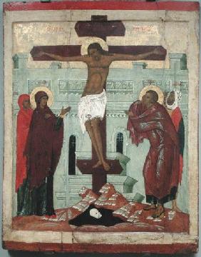 Icon depicting the Crucifixion with the Virgin, Mary Magdalene, St. John and the Centurion Longinus,