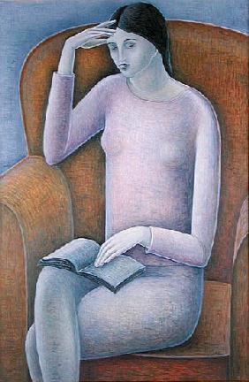 Woman Reading, 2003 (oil on wood) 