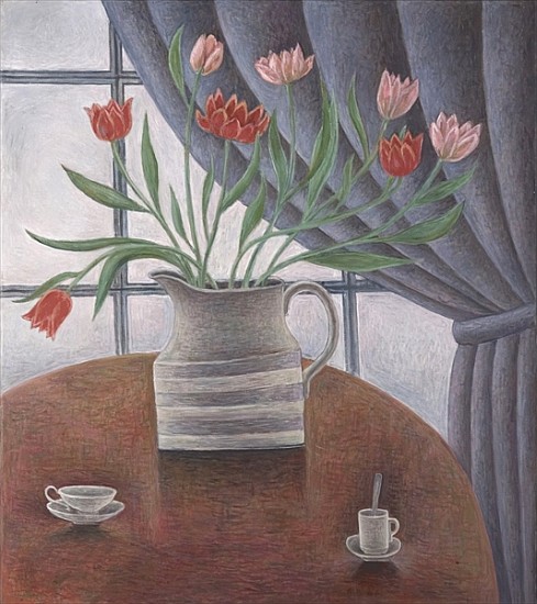 Tulips, Curtain, Cups, 2002 (oil on canvas)  van Ruth  Addinall