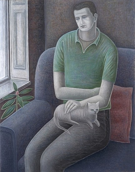 Young Man with Cat, 2008 (oil on canvas)  van Ruth  Addinall