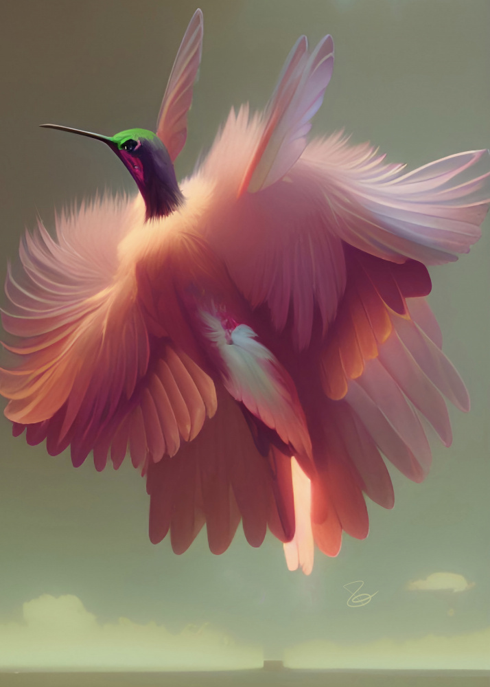 Humming Bird with Pink Wings van Ruth Day