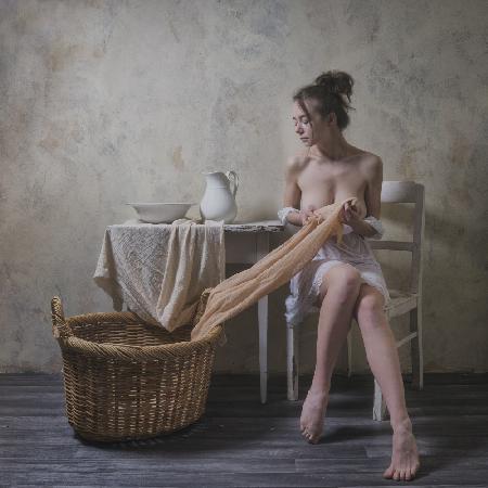 the lady with the laundry basket
