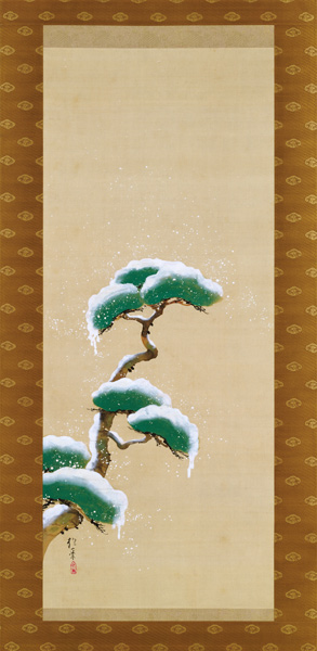 Hanging Scroll Depicting A Snow Clad Pine, from A Triptych of the Three Seasons, Japanese, early 19t van Sakai Hoitsu