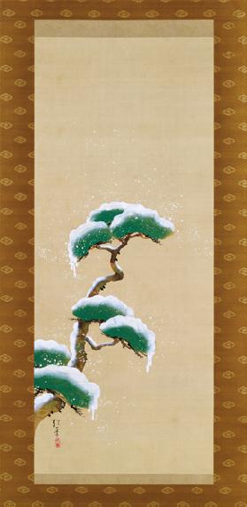 Hanging Scroll Depicting A Snow Clad Pine, from A Triptych of the Three Seasons, Japanese, early 19t