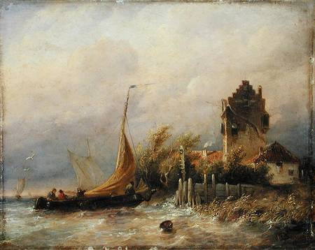 The Homecoming of the Fishing Boat van Salomon Leonardus Verveer