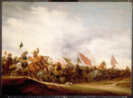 A Battle Scene van Salomon van Ruisdael or Ruysdael