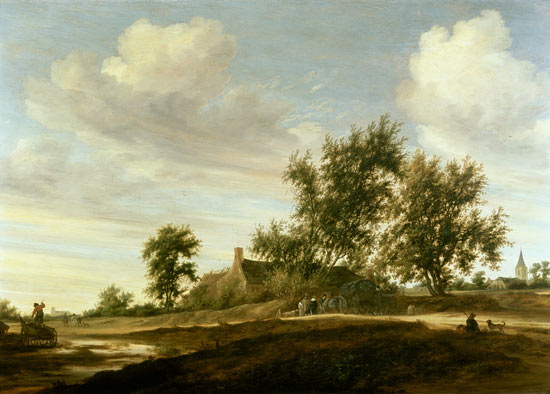 Extensive wooded landscape van Salomon van Ruisdael or Ruysdael