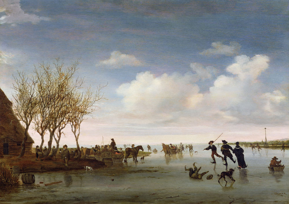 Hollands landschap met schaatsers Salomon van Ruysdael van Salomon van Ruysdael