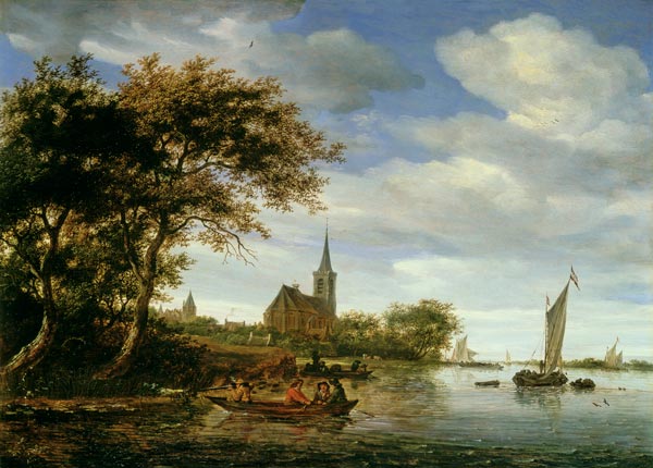 rivierscène Salomon van Ruysdael van Salomon van Ruysdael