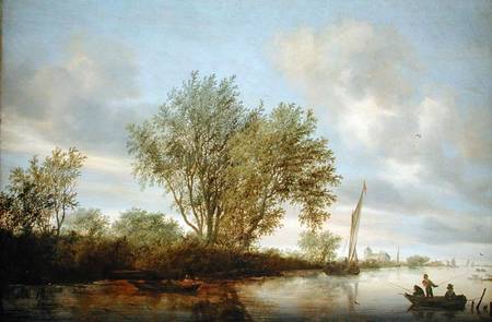 Landschap bij een rivier Salomon van Ruysdael van Salomon van Ruysdael