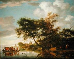 Landelijk rivierlandschap  - Salomon van Ruysdael