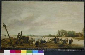 Winter landschap aan het water Salomon van Ruysdael