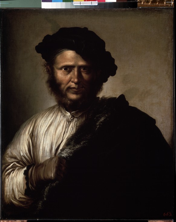 Male portrait (Portrait of a robber) van Salvatore Rosa