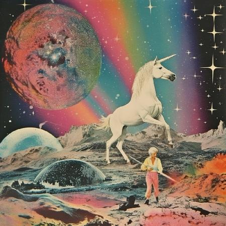 80s Unicorn Grandma Collage Art