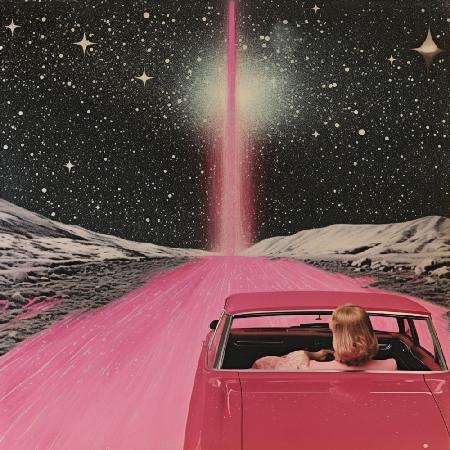 Pink Vintage Car in Space 3