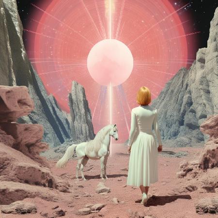 White Horse Time Travel Collage Art