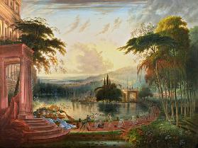 A Romantic Landscape with the Arrival of the Queen of Sheba