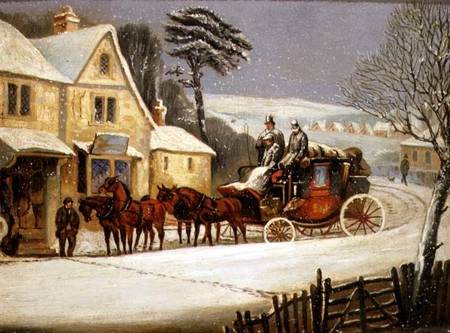 Winter Scene with the Royal Mail Halted at an Inn van Samuel Henry Gordon Alken