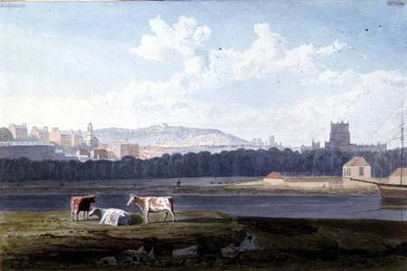 View Across the Floating Harbour, with St. George's, Brandon Hill, the Cathedral van Samuel R.W.S. Jackson