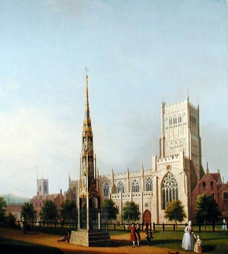 A View of Bristol High Cross and Cathedral van Samuel Scott