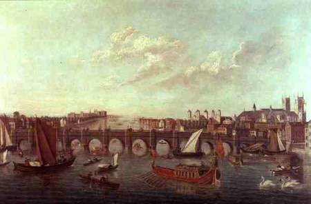 Westminster Bridge, with Westminster Abbey and Lambeth Palace either side van Samuel Scott