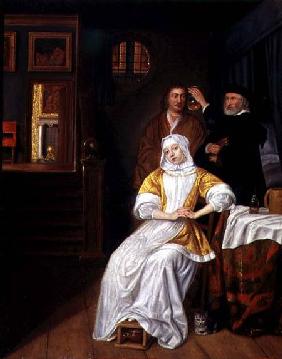 A Doctor Visiting a Young Lady in a Bedroom
